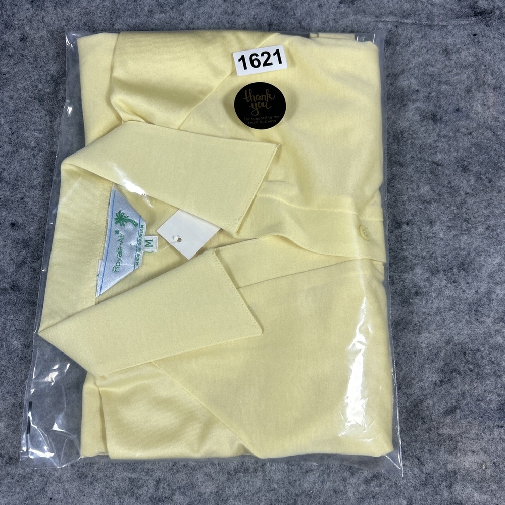 NWT Vintage Royale-Air Pastel Polo Men's M Yellow Front Pocket Polyester 70's - Picture 9 of 9